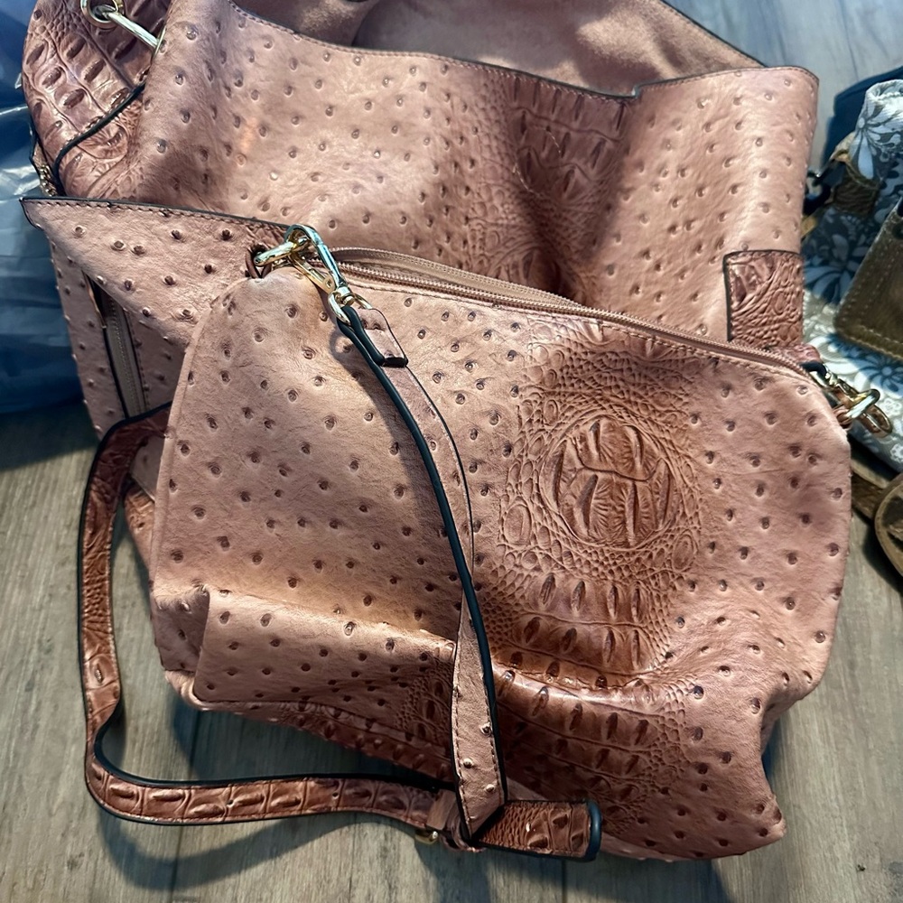 Elegant Brown Embossed Women's Bag